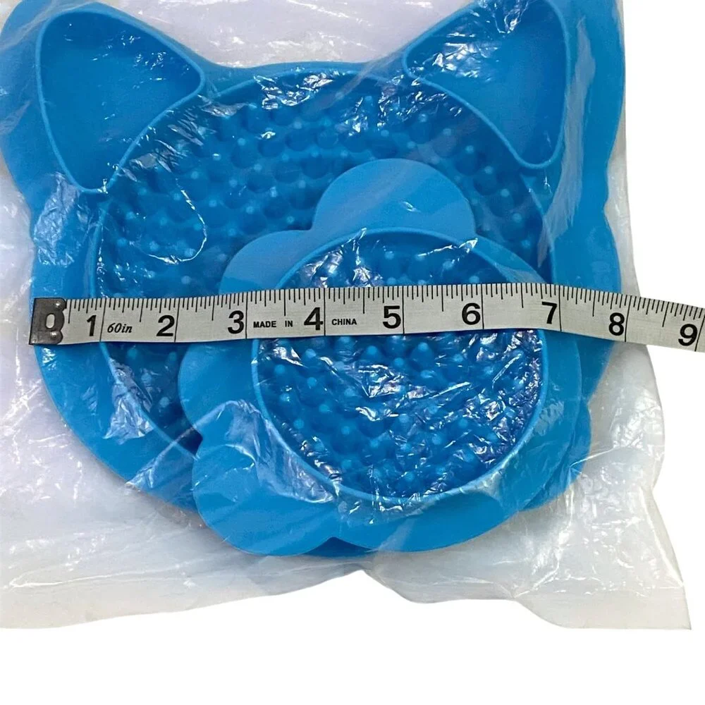 Licking Mat for Pets Cat Dog Blue Silicone Slow Feeder Dish or Enrichment Toy